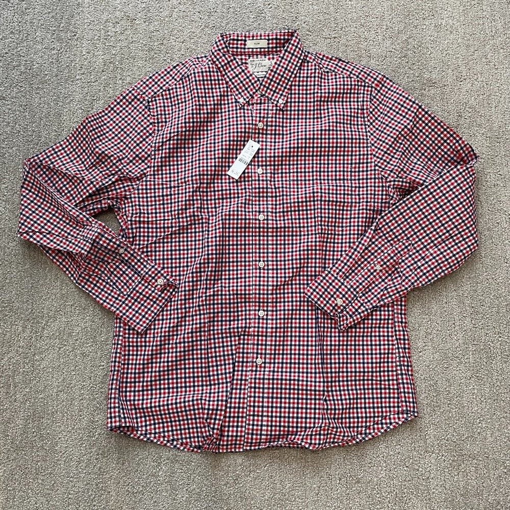 NWT J.Crew Men's Slim Fit Button Down Shirt Sz Large